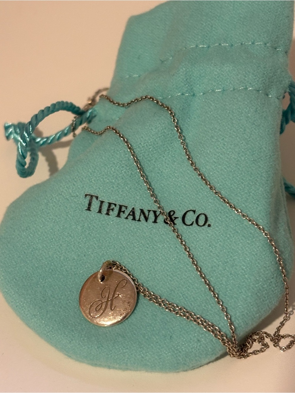 Tiffany & Co. Sterling Disc Initial Necklace